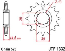 JT Sprockets JTF1332.15RB első lánckerék rezgéscsillapító gumival