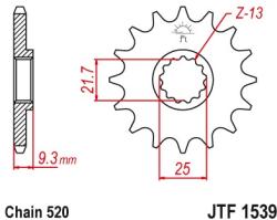 JT Sprockets JTF1539.14RB első lánckerék rezgéscsillapító gumival