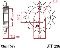 JT Sprockets JTF296.15RB első lánckerék rezgéscsillapító gumival