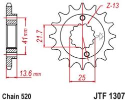 JT Sprockets JTF1307.15RB első lánckerék rezgéscsillapító gumival