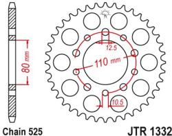 JT Sprockets JTR1332.40ZBK hátsó lánckerék acél fekete
