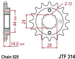 JT Sprockets JTF314.16RB első lánckerék rezgéscsillapító gumival