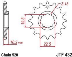 JT Sprockets JTF432.13SC első lánckerék