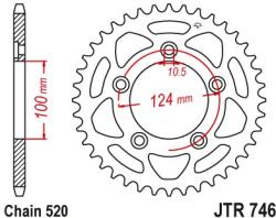 JT Sprockets JTR746.44 hátsó lánckerék acél