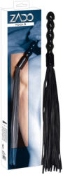  ZADO - bőr korbács, hullámos nyéllel (fekete) - erotikashow
