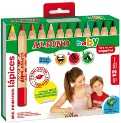  Creioane colorate, cutie carton, 12 culori/set, ALPINO Baby