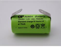 GP Batteries 75AAH acumulator industrial 2/3AA 750mAh Ni-Mh 1.2V 2/3R6 cu lamele pentru lipire