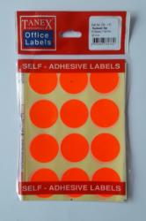 Tanex Etichete autoadezive color, D32 mm, 120 buc/set, Tanex - rosu fluorescent (TX-OFC-133-RE) - viamond