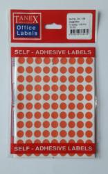 Tanex Etichete autoadezive color, D10 mm, 1080 buc/set, Tanex - orange (TX-OFC-128-OG) - viamond