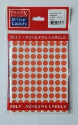 Tanex Etichete autoadezive color, D10 mm, 1080 buc/set, Tanex - orange (TX-OFC-128-OG)