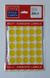 Tanex Etichete autoadezive color, D19 mm, 350 buc/set, Tanex -galben (TX-OFC-131-YE) - viamond