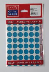 Tanex Etichete autoadezive color, D16 mm, 480 buc/set, Tanex - albastru (TX-OFC-130-BL)
