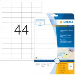 Herma No. 4680 lézeres 48, 3 x 25, 4 mm méretű, átlátszó öntapadós etikett címke A4-es íven - 1100 etikett címke / csomag - 25 ív / csomag (Herma 4680)