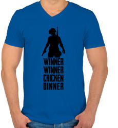 printfashion Winner Winner Chicken Dinner PUBG - Férfi V-nyakú póló - Királykék (828453)