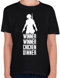printfashion Winner Winner Chicken Dinner PUBG - Gyerek póló - Fekete (828341)