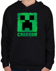 printfashion Minecraft Creeper - Gyerek kapucnis pulóver - Fekete (830229)