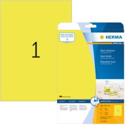 Herma No. 5148 univerzális 210 x 297 mm méretű, neonsárga színű öntapadó etikett címke A4-es íven - 20 etikett címke / csomag - 20 ív / csomag (Herma 5148)