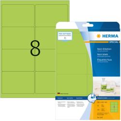 Herma No. 5147 univerzális 99, 1 x 67, 7 mm méretű, neonzöld színű öntapadó etikett címke A4-es íven - 160 etikett címke / csomag - 20 ív / csomag (Herma 5147)
