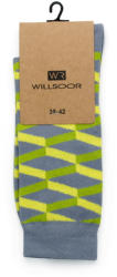 Willsoor Șosete bărbătești gri cu model geometric galben și verde 9151