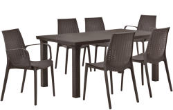 [casa.pro] Rattan hatású kerti asztal 6 székkel