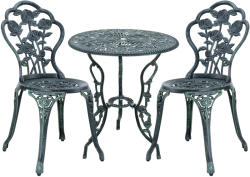 [casa.pro] Bisztró szett - vintage öntöttvas kerti asztal két székkel 60x67cm