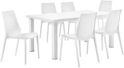 [casa.pro] Rattan hatású kihúzható kerti asztal 6db székkel