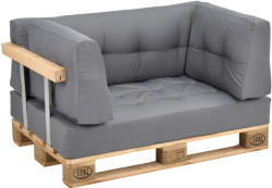 [en. casa] Raklapbútor - Ülőgarnitúra raklappal 1x ülőpárna + 1x hátpárna + 2x sarokpárna hát- és kartámasszal 120x80cm
