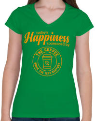 printfashion Happiness - Női V-nyakú póló - Zöld (848931)