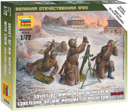 Zvezda Soviet 82mm Mortar with Crew Winter Uniform 1:72 (6208)