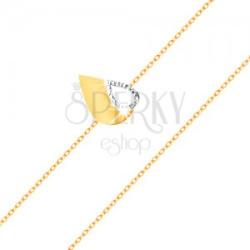 Ekszer Eshop 14K arany karkötő - vékony lánc, kétszínű lapos könnycsepp kivágással