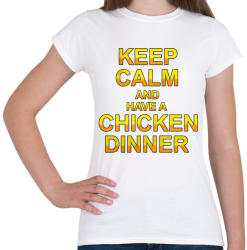 printfashion PUBG - Keep Calm and have a Chicken Dinner - Női póló - Fehér (874111)