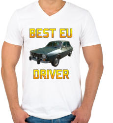 printfashion PUBG - Best EU Driver - Férfi V-nyakú póló - Fehér (874449)