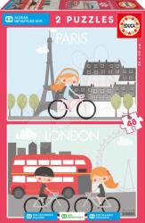 Educa Puzzle Paris&London Apanona Children's Villages Educa 2x48 piese (pentru eveniment caritabil) (EDU17726) Puzzle