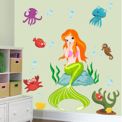 BeKid Stickere perete copii Frumoasa sirena - 65 X 70 cm