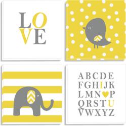 BeKid Set tablouri canvas Yellow Elephant