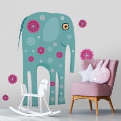 BeKid Stickere perete copii Elefant cu flori - 129 x 115 cm