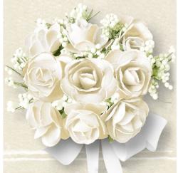 VR AMB. 13306790 White Roses papírszalvéta 33x33cm, 20db-os (8712159105001)