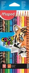 Maped színes ceruza 12db, color peps, háromszögletű, állatmintás, Animals (MA832212)