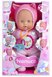 Famosa Nenuco My Little puhatestű baba rózsaszín ruhában 5 funkcióval