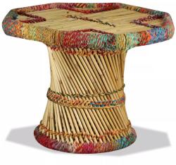 vidaXL Măsuță de cafea, bambus, cu detalii chindi, multicolor (244214) Masa de cafea