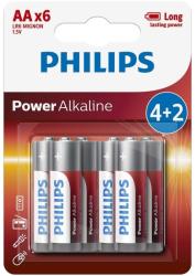 Philips LR6P6BP/10 - 6 db alkáli elem AA POWER ALKALINE 1, 5V 2600mAhV Phil-LR6P6BP/10 (P2201)