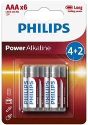 Philips LR03P6BP/10 - 6 db alkáli elem AAA POWER ALKALINE 1, 5V 1150mAh Phil-LR03P6BP/10 (P2200)