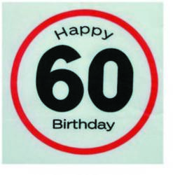  Happy Birthday 60-as Sebességkorlátozó Szülinapi Parti Szalvéta - 33 x 33 cm, 20 db
