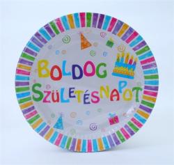 Tányér, papír, 18 cm, Boldog születésnapot (6db/csom) (PT44317)