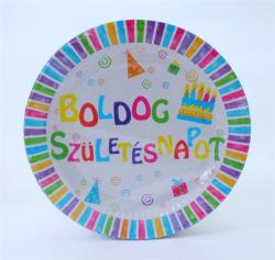 Tányér, papír, 23 cm, Boldog születésnapot (6db/csom) (PT44319)