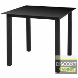  VID Alumínium és üveg kerti étkezőasztal fekete színben [80 x 80 x 74 cm]