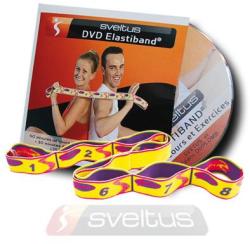 Sveltus Elastiband fitnesz erősítő gumipánt + DVD, 10 kg-os közepes ellenállás, 80x4 cm