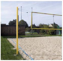 Haspo Strandröplabda hálótartó oszlop pár kerek profil 83x83mm , sárga porszórt felület