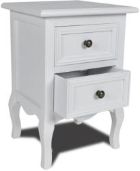 vidaXL Noptieră cu 2 sertare, MDF, alb (60637) - vidaxl