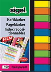 Sigel Jelölőcímke, műanyag, 10x40 lap, 6x50 mm, SIGEL "Micro", vegyes szín (SIHN617) - officesprint